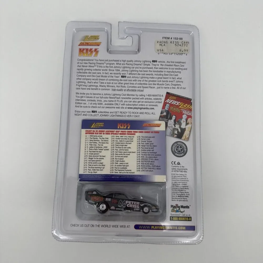 Vintage Johnny LIghtning Peter Criss Race Car w/card # 7 NOS